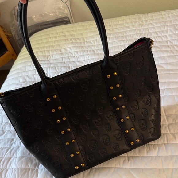Betsey Johnson Handbags - Betsey Johnson Black Tote with Gold Studs